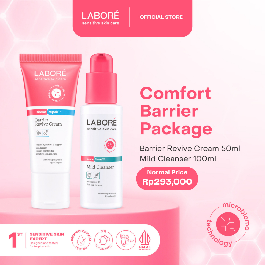 Labore Comfort Barrier Package (Barrier Revive Cream 50ml, Mild Cleanser 100ml) - Paket Pelembab dan