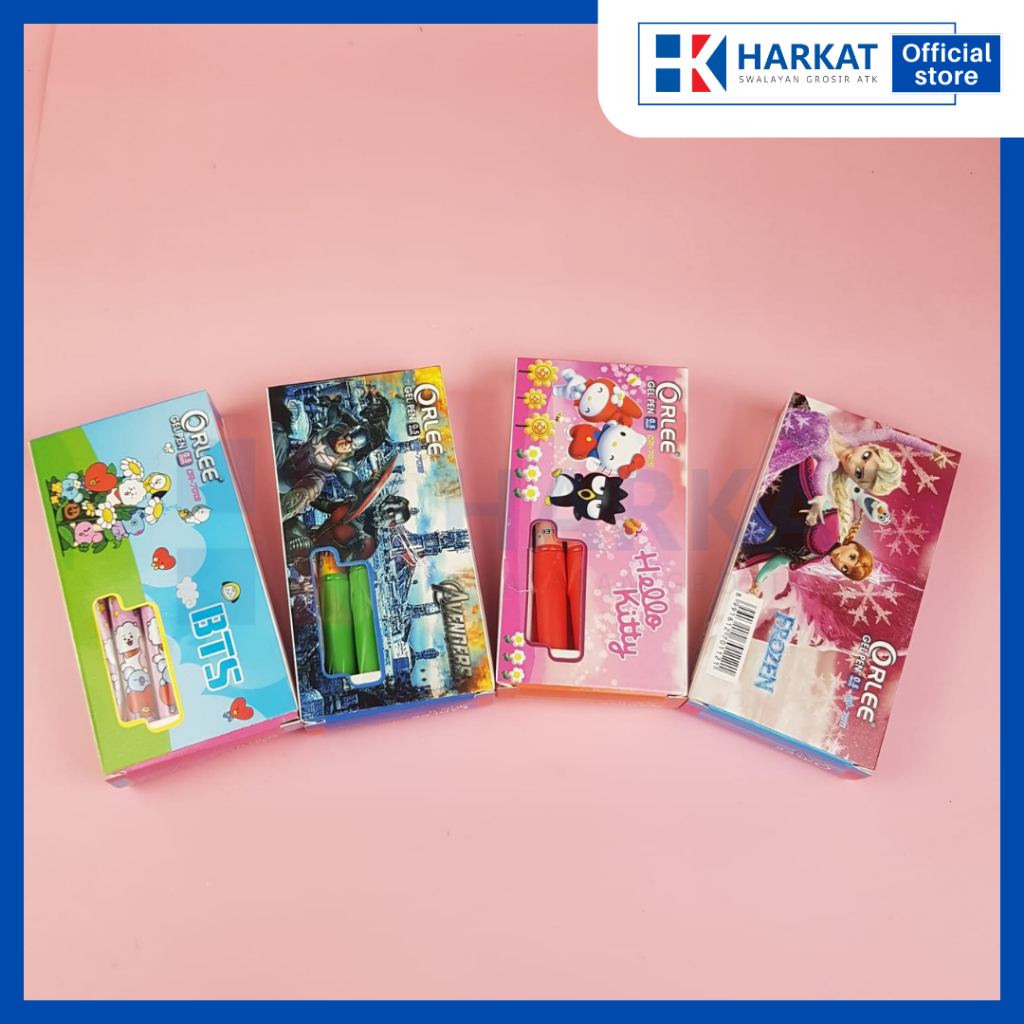 

BOLPOINT ORLEE GEL PULPEN KARAKTER ORLEE HELLO KITTY BT21 AVANGERS FROZEN LUSINAN