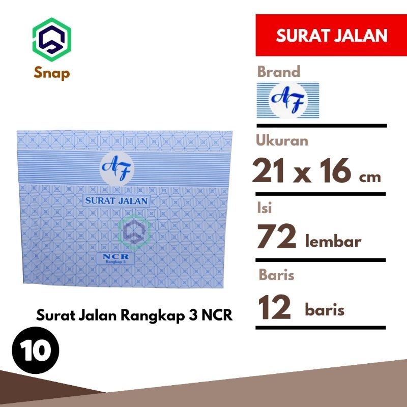 

Surat Jalan Rangkap 3 AF 3 Ply 72 Lembar Per 10 Buku