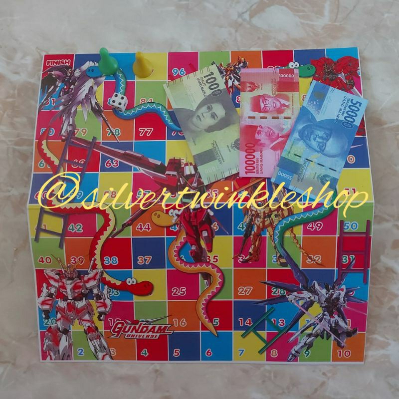 Mainan edukasi anak ular tangga free uang mainan halma ludo keluarga jadul grosir besar murah 2 sisi