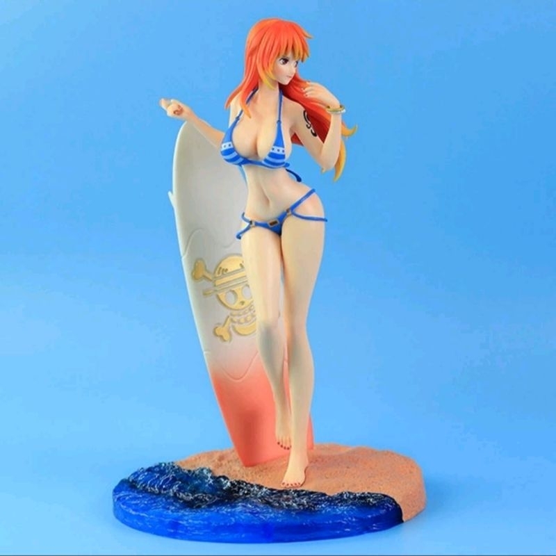 Action figure one piece statue nami swimsuit big size 33 cm full cast off