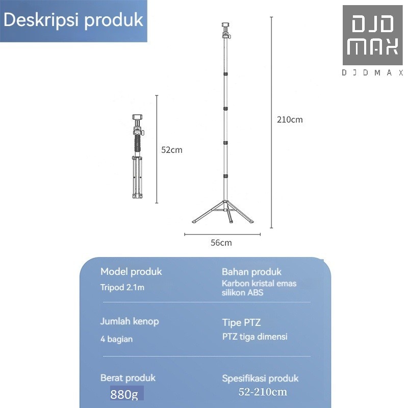 DJDMax Tripod Handphone 2,1 Meter Besi Plus Mini ball head Holder/Tripod Hp Ring Light 2 Meter Live Streaming/Tripod 2,1 Meter/ Tripod HP 2,1 M - Tripod 2 Meter/ Tripod HP 2M Free Holder U - Tripod Kamera Free Holder U - Tripod Kamera / tripod free tas-7
