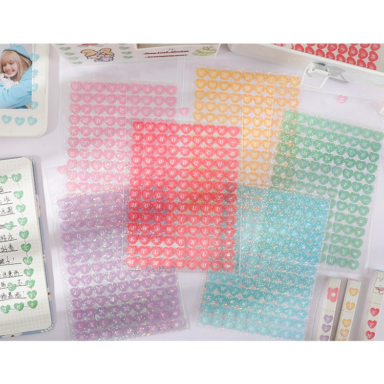 

miss.jojo Stiker Alfabet Hati - Heart Stiker Bling Bling Glitter Huruf