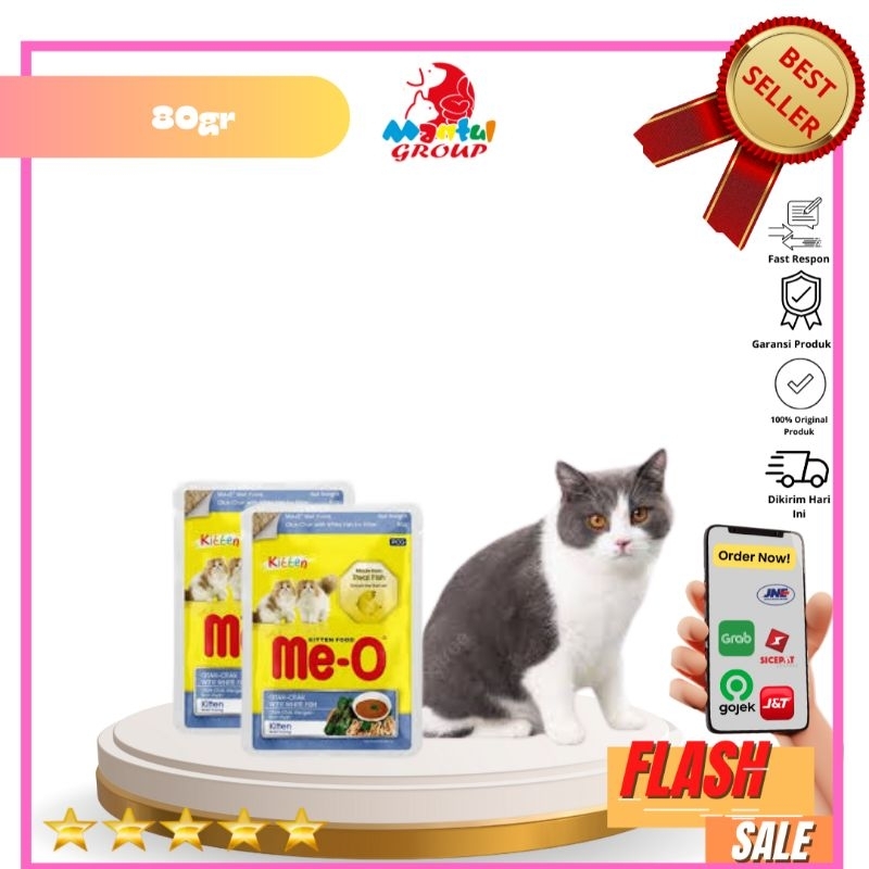 Makanan Kucing Meo Pouch 80gr Kitten Otak-Otak With White Fish