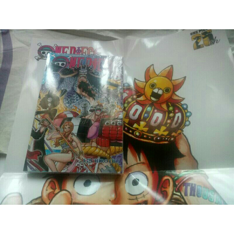 (sementara booked) komik one piece 101 bonus A3 poster luffy original elex