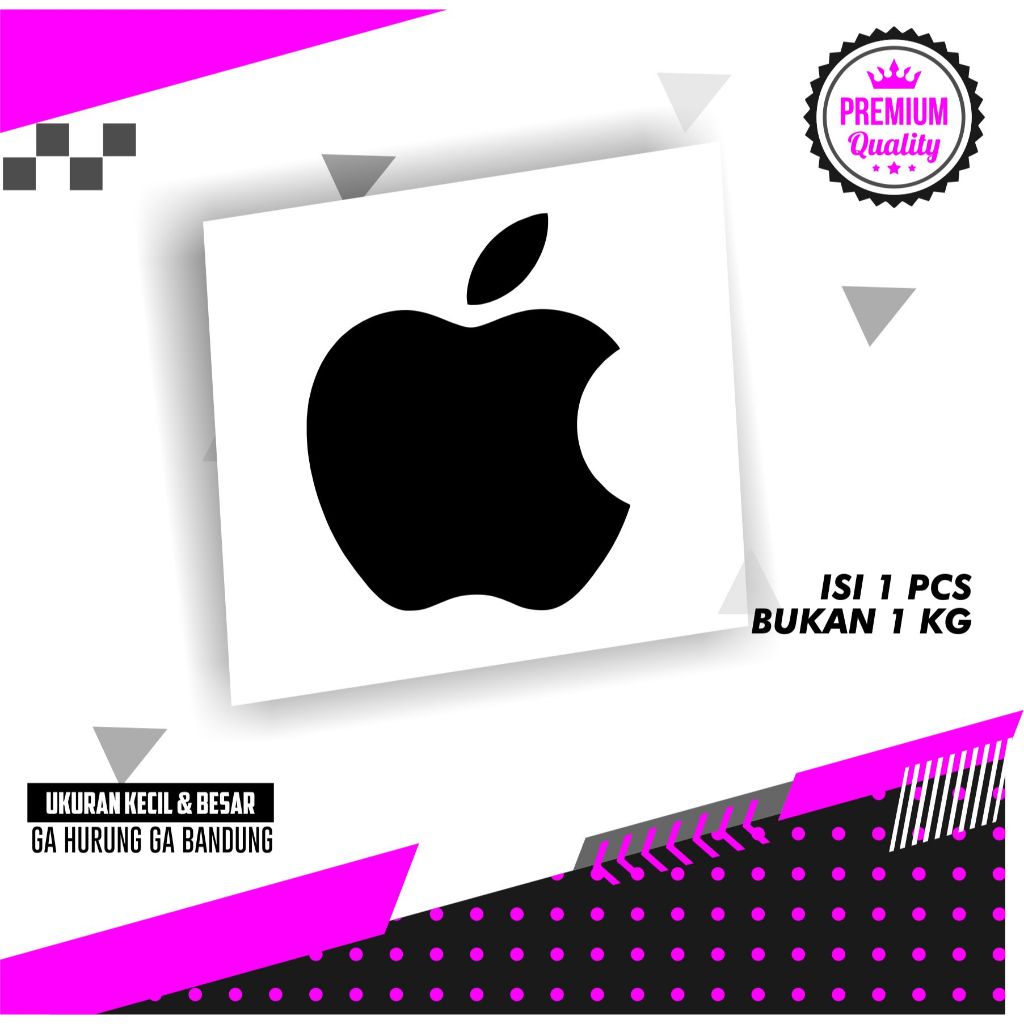 Cutting sticker APPLE IPHONE LOGO besar dan kecil ditempel di mobil motir laptop notebook Isi 2 PCS