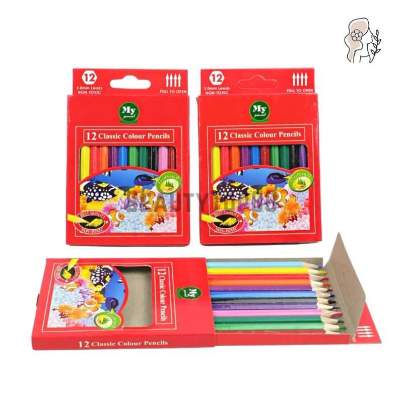 

Pensil 12 warna pendek mini MY PENCIL / color pensil paper box classic / coloring set anakMerek: My Pencil Type: 12 Warna - Pendek Ukuran: 13 x 9 x 1 cm
