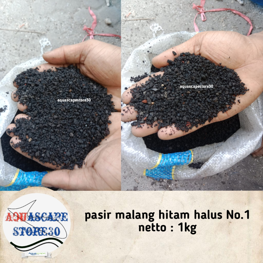 pasir malang hitam halus no.1 grade A pekat 1kg / pasir malang hitam halus no.1