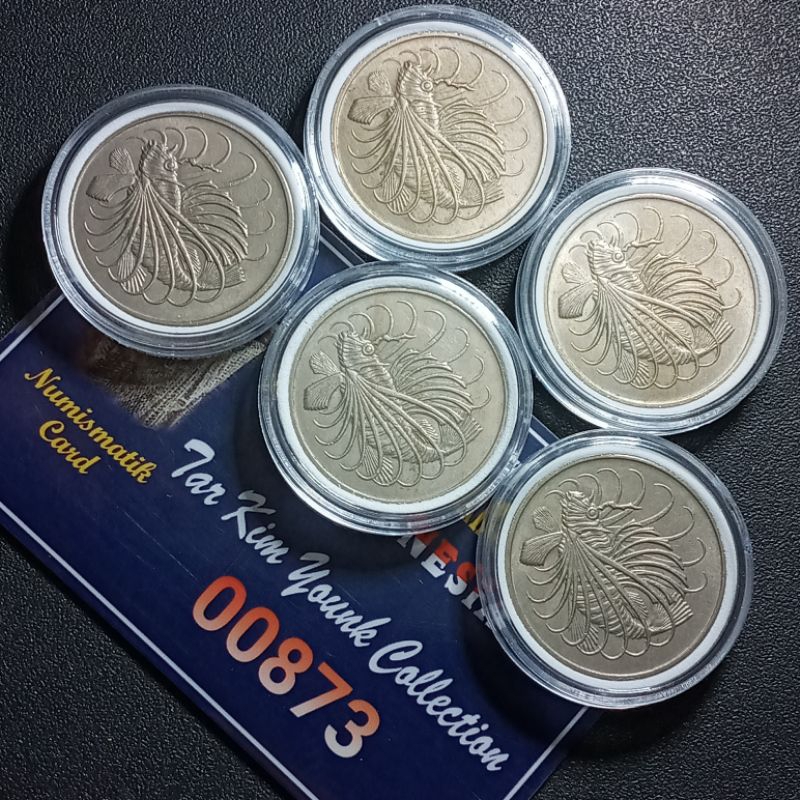 ATTP067 Koleksi 50 Cents Koin SINGAPURA Seri Ikan Tahun 1967 Original