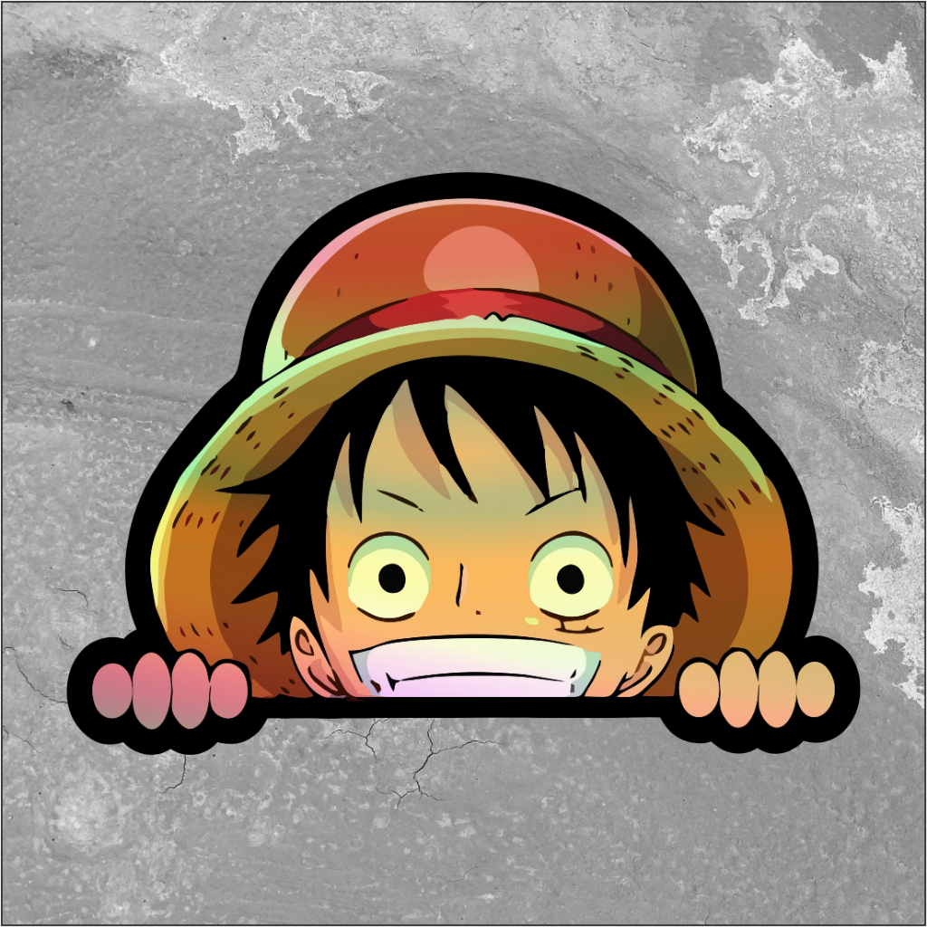 Sticker Anime Hologram Luffy One Piece Sticker Aksesoris case hp & Laptop ukuran 7 cm
