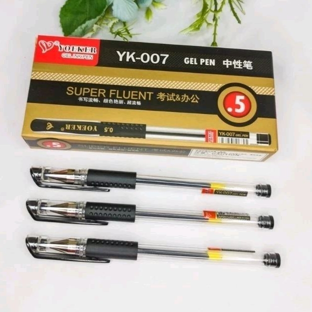 

12 Pcs Ballpoint/pulpen Gel YOEKER/Safari 0.5mm Hitam