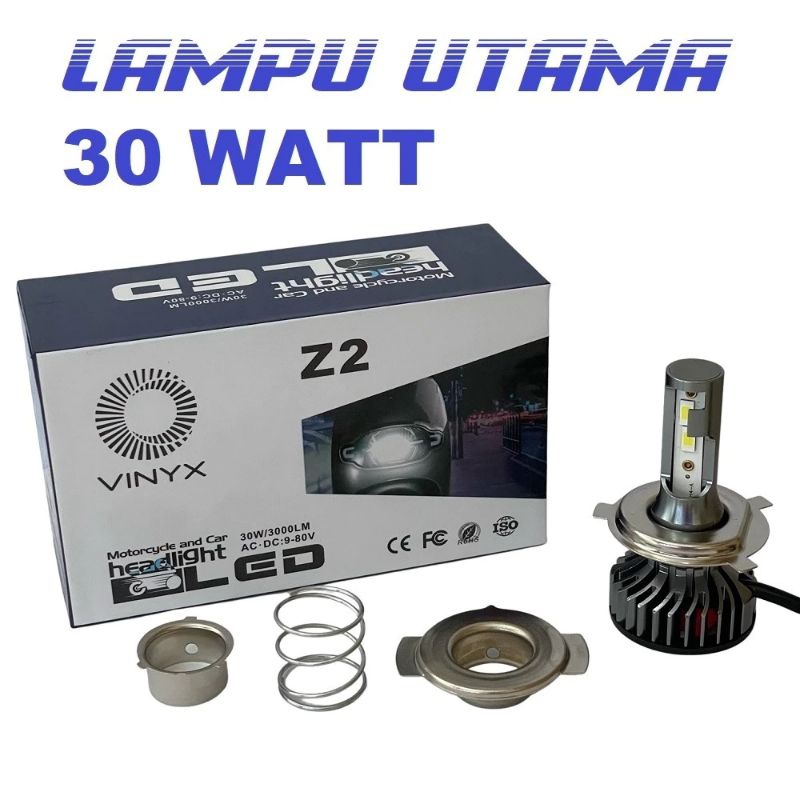 Lampu Utama LED VINYX Z2 CSP Motor Mobil AC - DC H6 / H4 / HS1 Driver 30 Watt