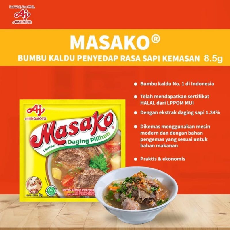 

Masako Rasa Sapi 1 Renteng 8,5 gr 12 sachet