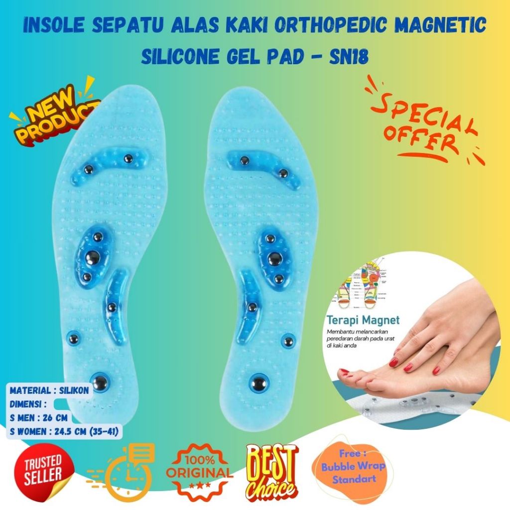 Alas Kaki Sepatu Sandal Kesehatan Magnetic Silicone Gel Pad Therapy Massage Murah