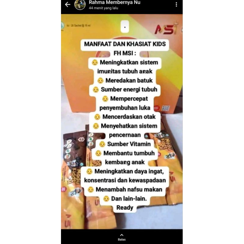 

Madu Kiddos MSI isi 16 saset