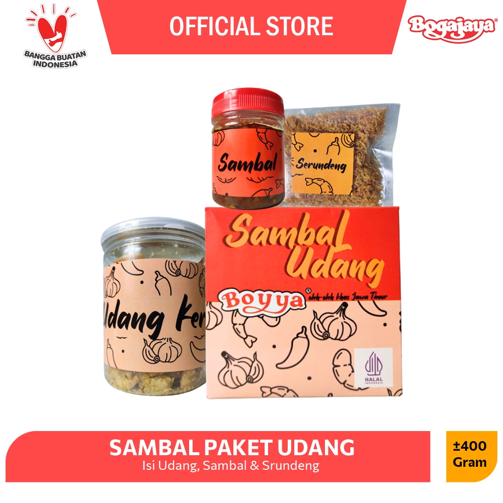 

SAMBAL PAKET UDANG BOYYA OLEH OLEH KHAS SURABAYA / ISI SAMBAL, UDANG KRISPI & SRUNDENG (NEW LABEL)
