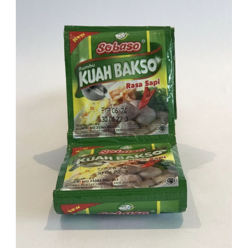 

(harga 1 sachet bukan 1 renceng) Sobaso bumbu kuah bakso rasa sapi 8gr sachet saset