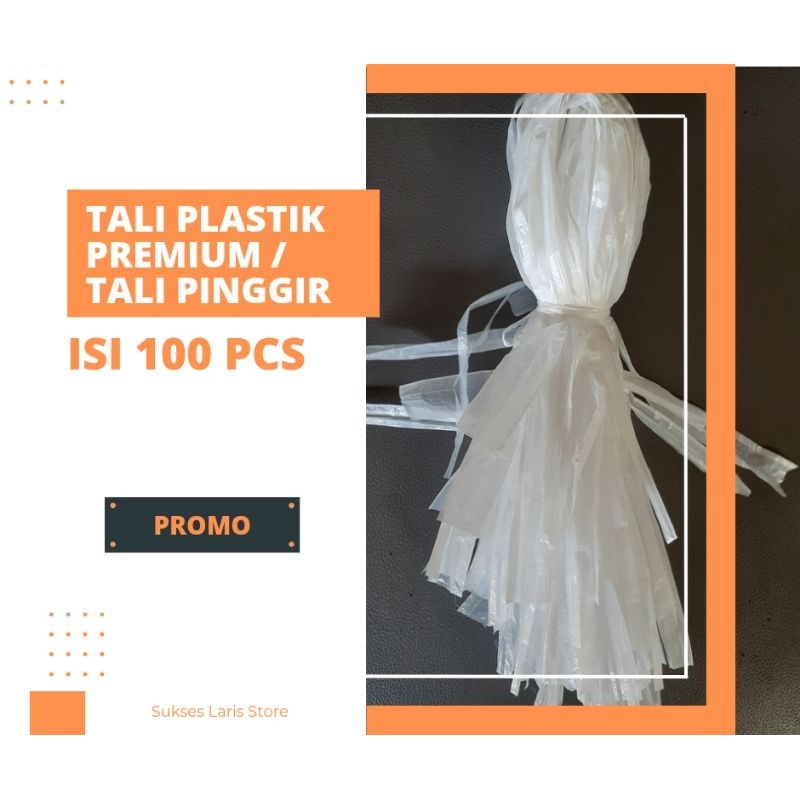 

TALI PLASTIK ISI 100 PCS | TALI RAFIA PREMIUM WARNA PUTIH BERSIH UNTUK KEMASAN ES TALI PINGGIR
