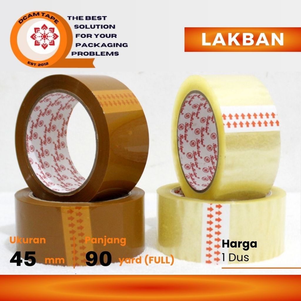 

Lakban bening coklat 90yard FULL 1 dus grosir - 72Rolls