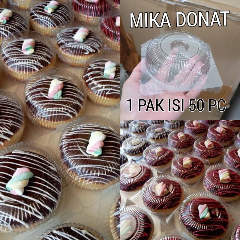 TERMURAH 50 PC MIKA DONAT isi 1 DIAMETER 9.5 CM TINGGI 5 CM TEMPAT PLASTIK BENING KOTAK KUE