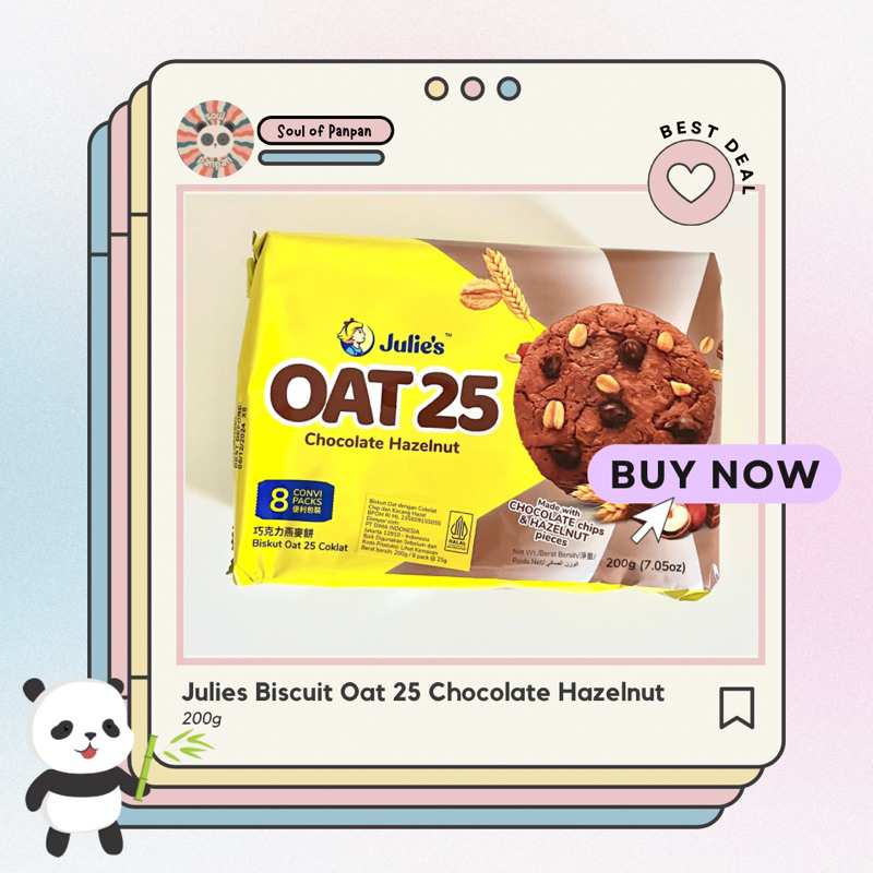 Julies Biskuit Gandum Oat 25 Coklat Chocolate Hazelnut 200G Malaysia