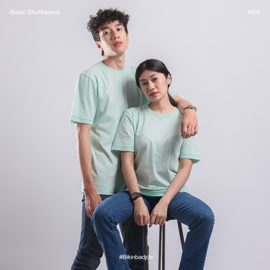 WARNA MINT - Kaos Polos Cotton Premium - Lengan Pendek Pria Wanita - Bikinbadjoe