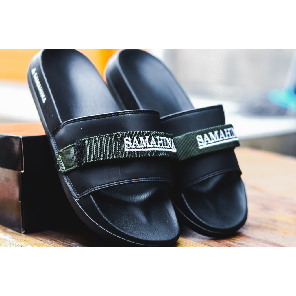 SAMAHINA SLIDE BLACK ARMY - Sandal Slop Dewasa - Sandal Slide - Sandal Santai - Sandal Slide/Slop