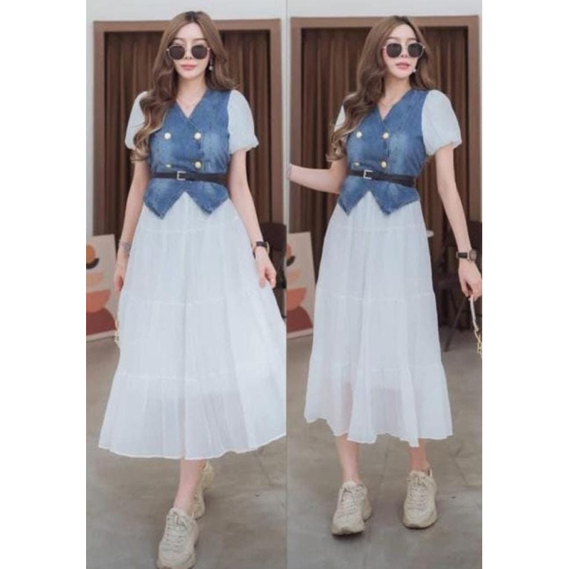 Hana setelan rok denim/Hana setelan bkk import premium