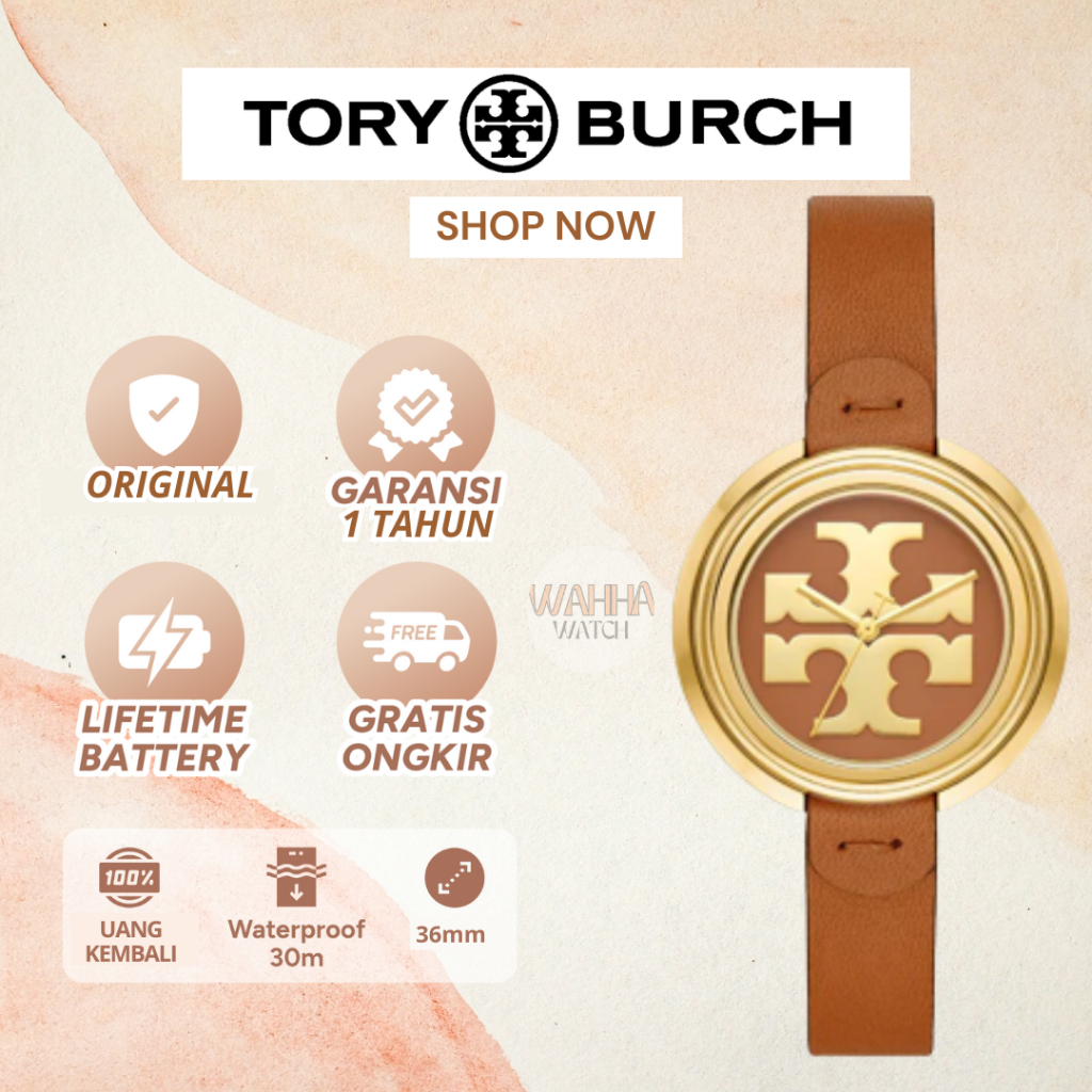 Jam Tangan Wanita Tory Burch TBW6201 / TBW 6201 Miller Luggage Leather / Gold-Tone [BERGARANSI]