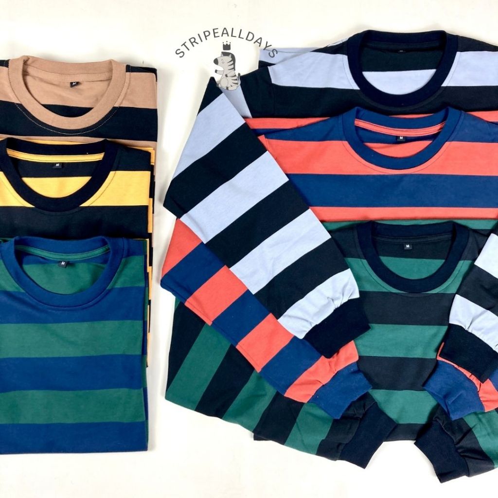 12.12 little stripealldays - Kaos Stripe Dewasa BIG V2 RIB Series Lengan Panjang / atasan baju pakai