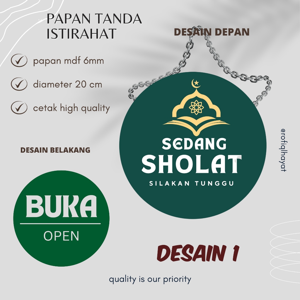 sign istirahat sholat diameter 20 cm