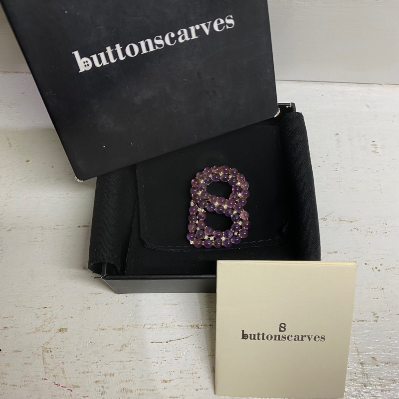 preloved BUTTONSCARVES signature beaded brooch amethyst original bros