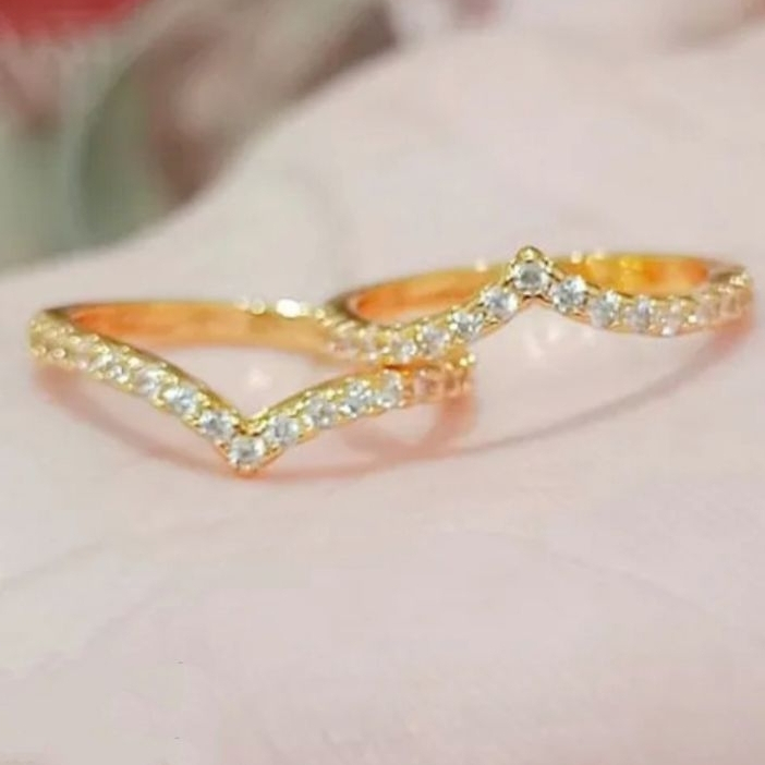 Cincin Fuji Titanium Viral Murah Permata V Perhiasan Wanita Simple Terbaru Anti Karat