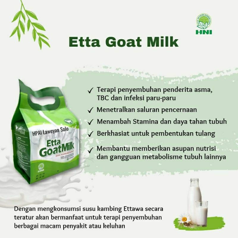 

Etta Goat Milk / susu kambing/susu sehat/hni/hpai