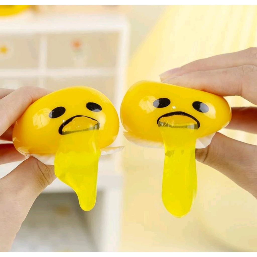 Squishy Slime Gudetama Slime Muntah Smiley Cute