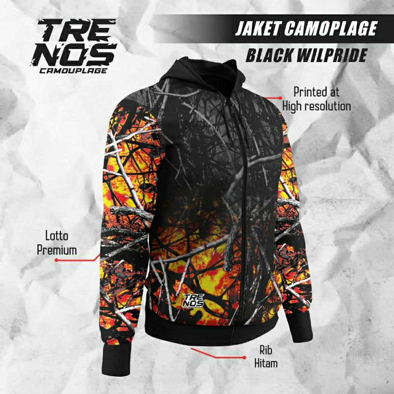 jaket camo hunting black wilpride