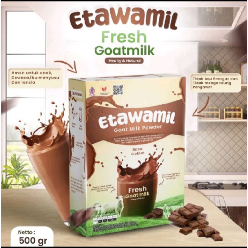 

susu ETAWAMIL susu kambing etawa bubuk rasa coklat halal BPOM RI 500gram