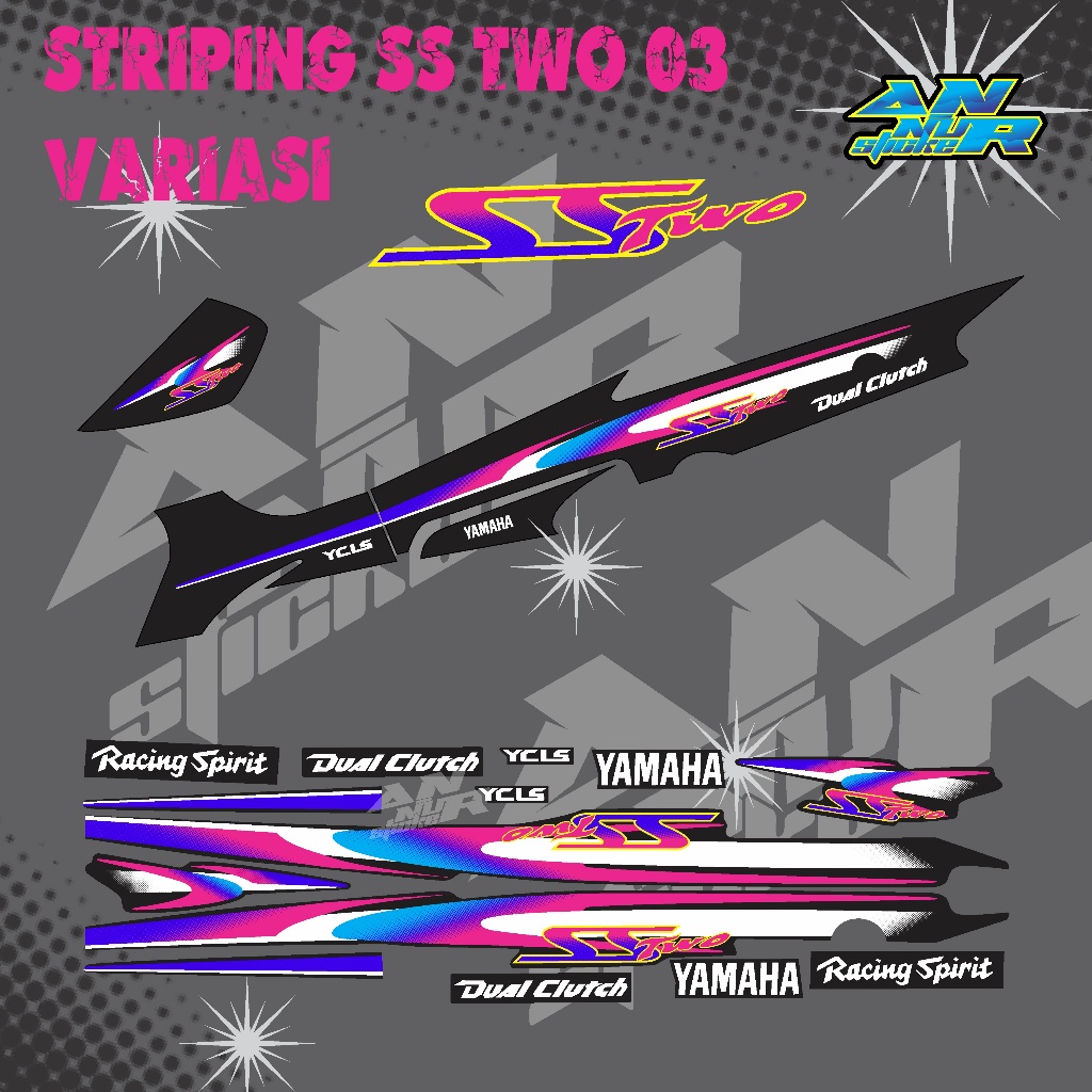 STRIPING STIKER LIS FIZ R SS TWO SILVER 03 HITAM