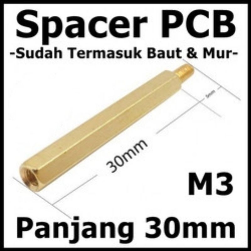 Spacer M3 3 cm baut nut 30mm kaki PCB 3cm Gold