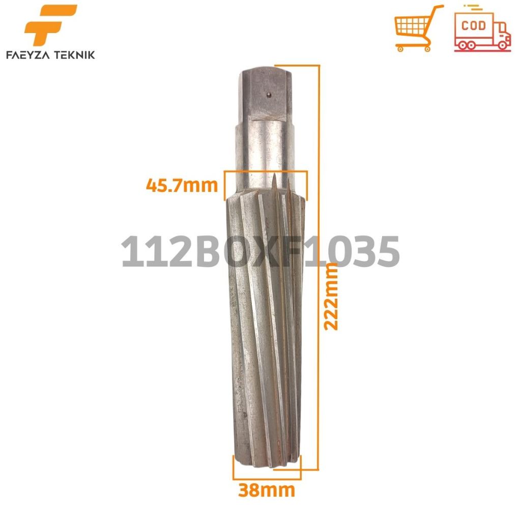 Hand Reamer Taper 38mm - 45.7mm Panjang 222mm Reamer Taper HSS.Co Bukan Carbide