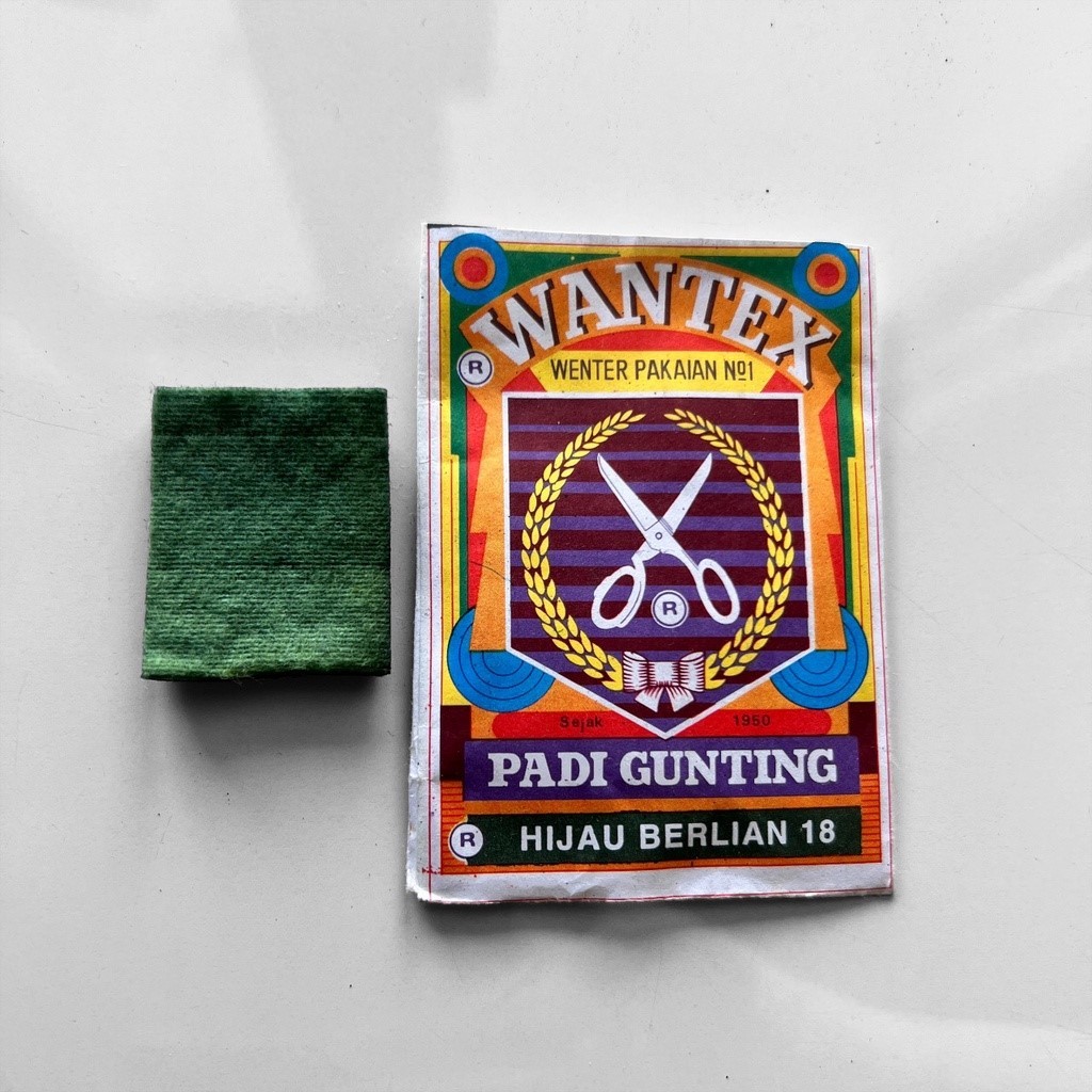 Wantex  HIJAU BERLIAN Merek Padi Gunting Wenter Pewarna Pakaian Tekstil Warna Green Emerald Diamond 