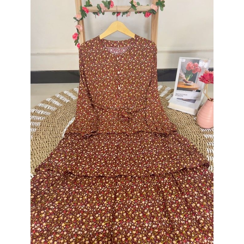 Gamis Rempel susun rayon Premium gamis rayon ruffle