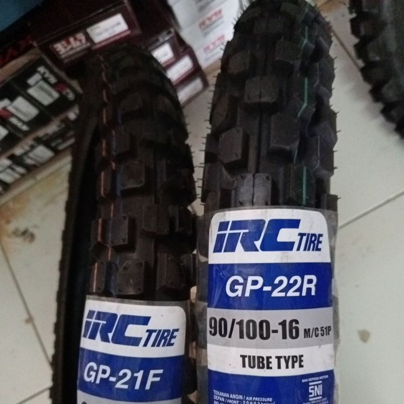PAKET 90/100-16 + 70/100-19 IRC GP-21F GP-22R SEPASANG BAN LUAR IRC MOTOR TRAIL SET DEPAN BELAKANG 7