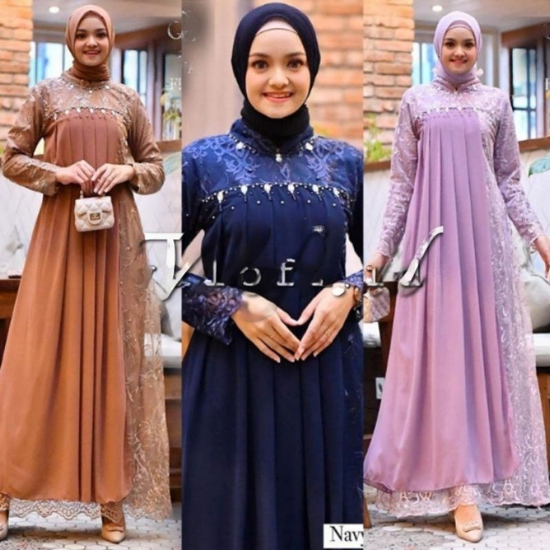 BEST SELLER GAMIS MIRA TULLE REALPICT | GAMIS TASYA BY ALEEYA FULL BROKAT KELILING CERUTY KOMBINASI 