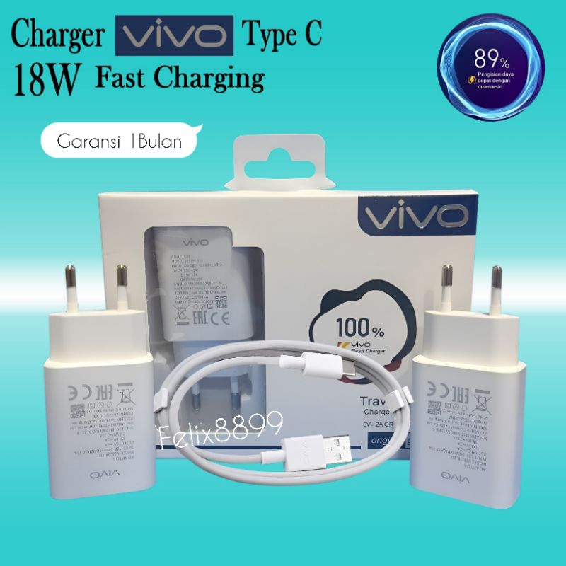 Charger Casan Vivo Type C Fast Charging 18W 18 Watt Original