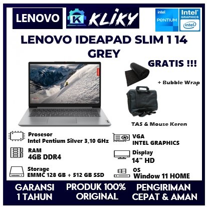 Laptop Lenovo Slim 1 14 Intel Pentium Silver Ram 4 Gb Ssd 512 gb