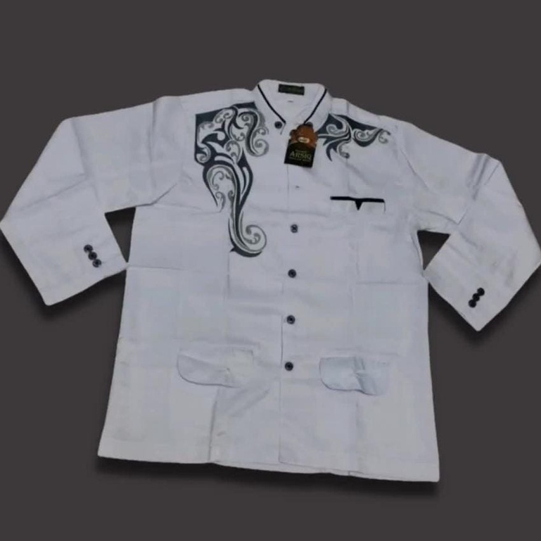 Jas Koko Pria Bordir Hitam Lengan Panjang Baju Muslim Pria Baju Sholat