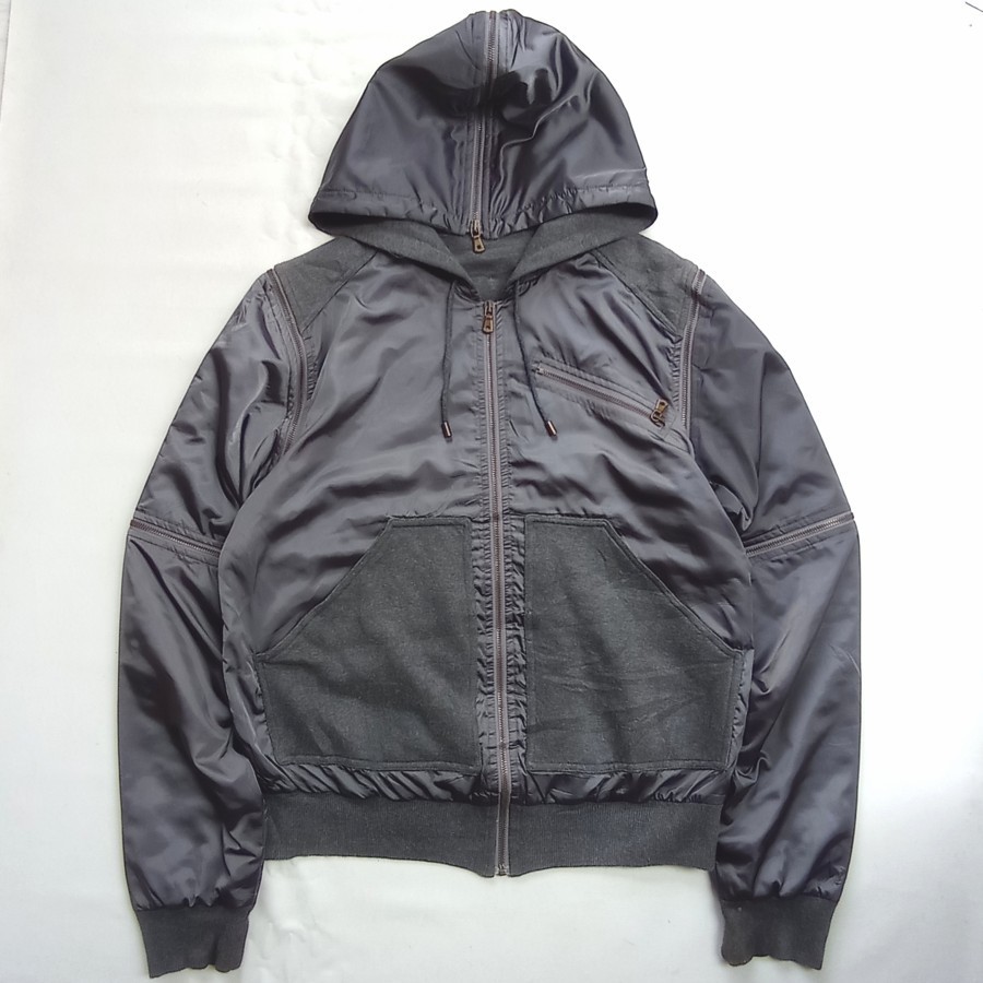 dolce gabbana nylon hooded bomber detachable sleeve jacket archive2004