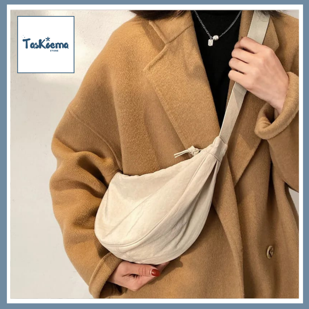 [BISA COD] Tas Selempang Wanita Polos Setengah Lingkaran Slingbag Korean Tas Cewek Korea TasKoema