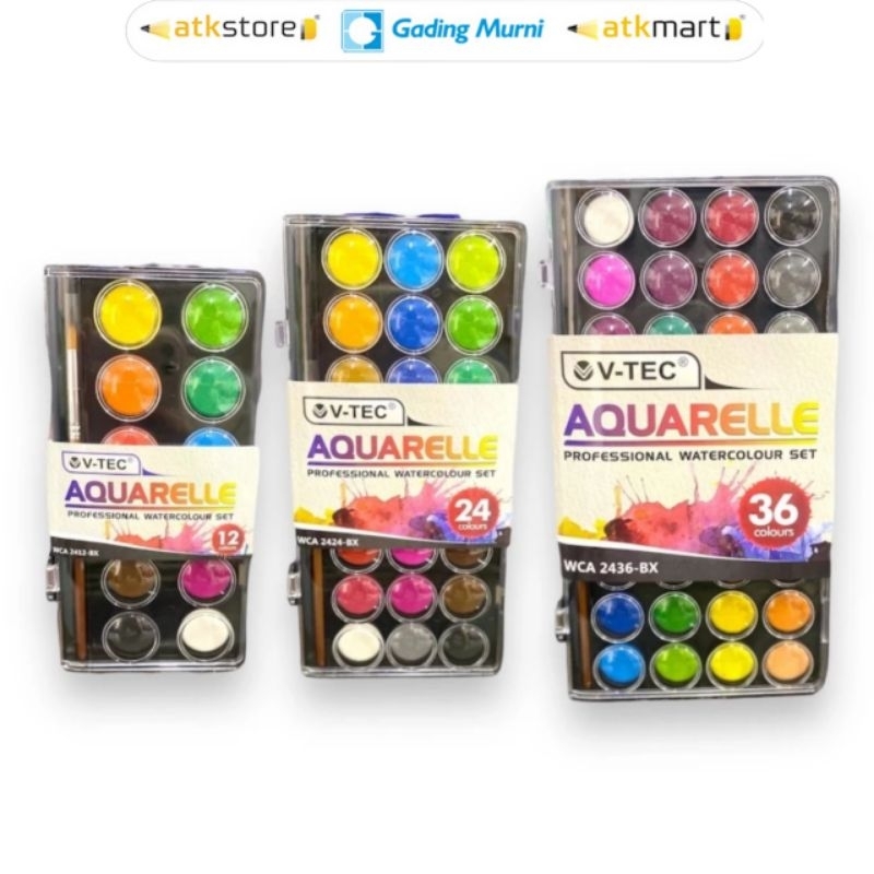 

V Tec Cat Air Aquarelle Watercolour Set 12 24 36 Warna